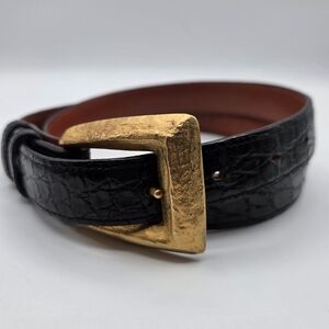 Douglas Magnus Santa Fe Vintage Bluckle Geniune Black Alligator Leather Belt 34"